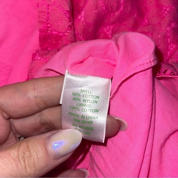 Lilly Pulitzer Antonia in Fiesta Pink Daisy Lace Bow A-Line Mini Dress Size 2 - Picture 16 of 16